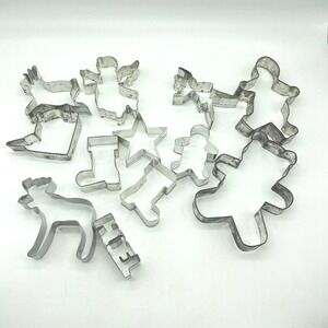 Vintage Metal Christmas Cookie Cutters Set Gingerbread Angel Star Stocking